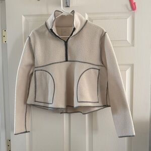 Urban Outfitters Cream Fleece Jacket with black Accents